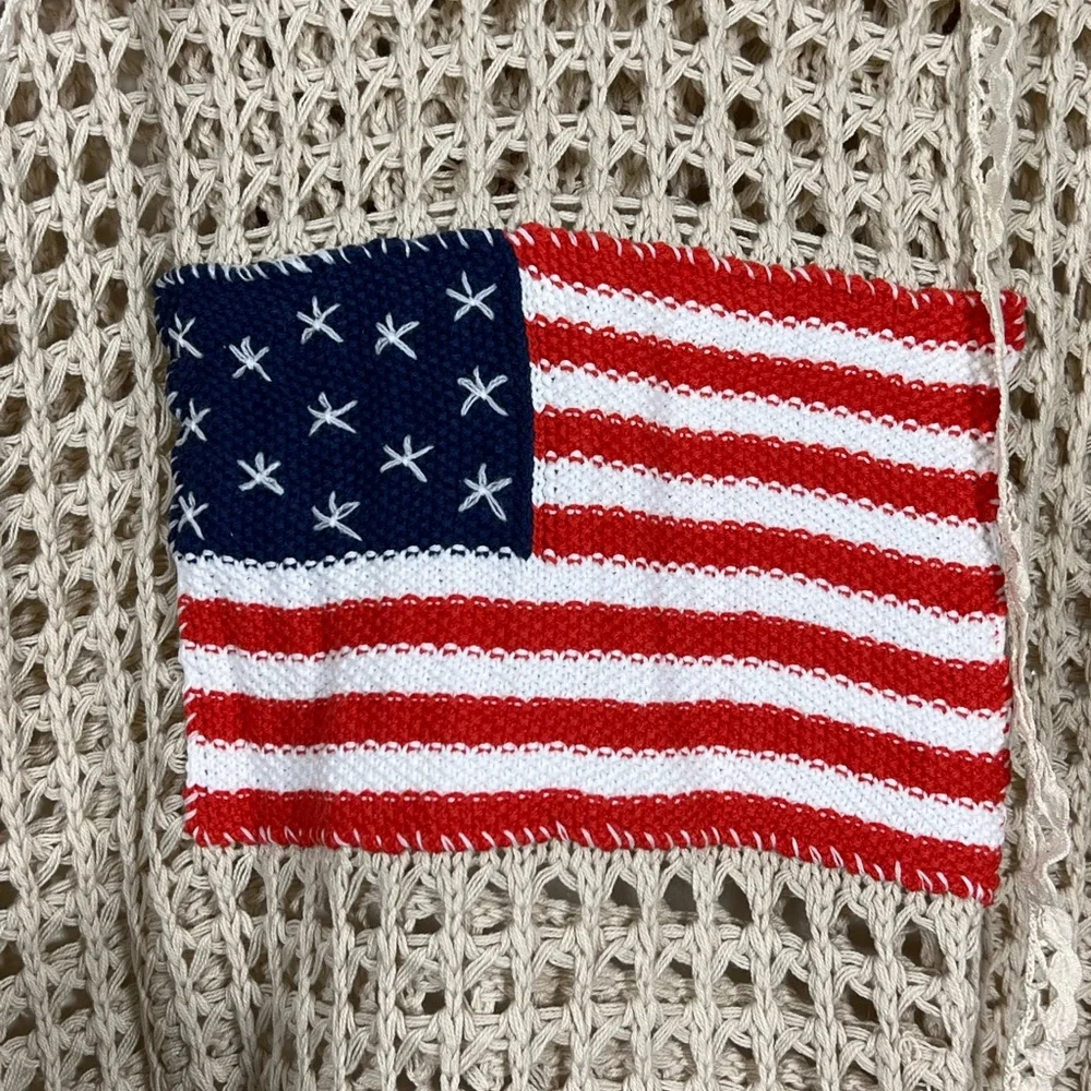 POL open knit American Flag hooded top, size large - Picture 4 of 8